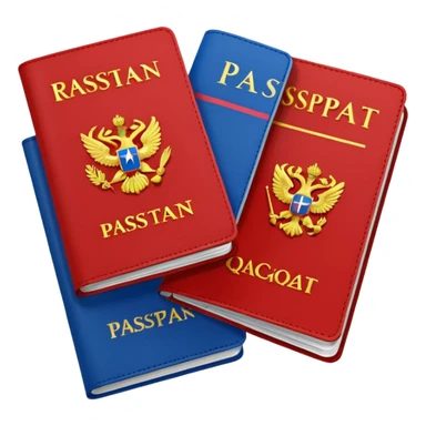 two passports, Russian and Qazaqstan sticker