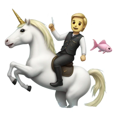 unicorn riding a fish sticker