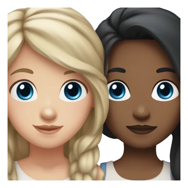 2 girls best friends, one with brown hair and hazel eyes and one with black hair with blue eyes sticker