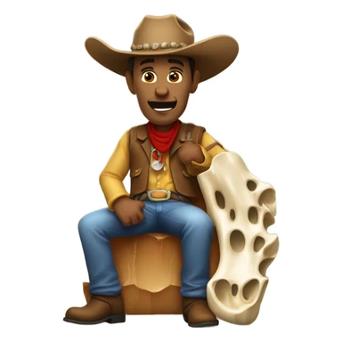 Cowboy eating a bone sticker