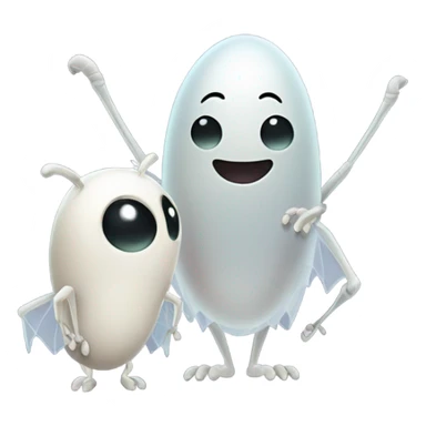 A cricket and a ghost being friends sticker