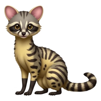 Vibrant exotic colorful spicy animalistic realistic slender elegant pretty cute Genet-Civet-Cacomistl-hybrid (full body) sticker