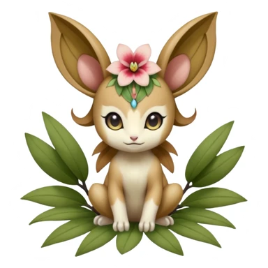 Cute Romantic Realistic  Floral Meloetta-Digimon-Pokémon-Fakémon-hybrid-fusion, full body sticker