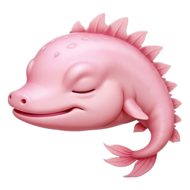 Meme-Worthy Cute Sleeping Axolotl Portrait Emoji, Head resting peacefully with a contented smile, showcasing a slender, graceful body with smooth, pale pink skin and gently drooping feathery gills, eyes shut in a serene nap, Simplified yet hilariously adorable features, highly detailed, glowing with a soft, drowsy light, high shine, relaxed and utterly lovable, stylized with an air of playful laziness, bright and heartwarming, soft glowing outline, capturing the essence of a comically sleepy aquatic friend, so meme-worthy it feels like it could instantly become the next viral sensation of adorable slumber! sticker