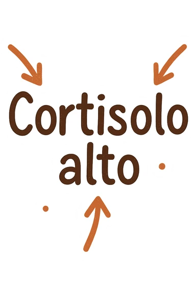 Cortisolo alto con freccie che indicano. In italiano sticker