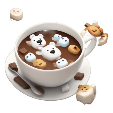 White mug with cute bear prints, hot choco with mallows on top sticker
