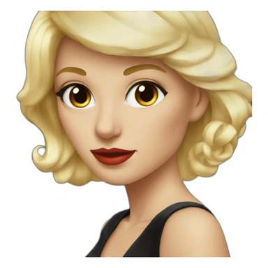 blonde woman in a black cocktail dress red colored eyes sticker