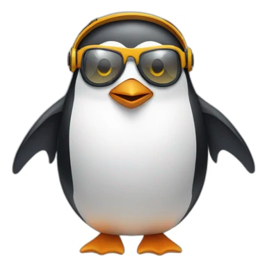 Penguin with jetpack and aviator glasses sticker
