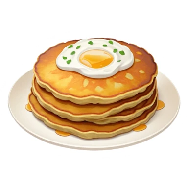 golden-brown potato pancake with crispy edges, rustic round shape, visible potato shreds, topped with sour cream, minimal and expressive sticker