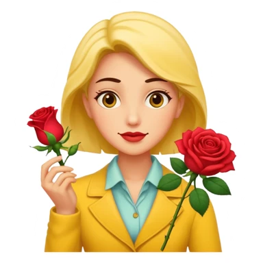 a romance novelist, romantic, dizzy, yellow tone skin, with a rose in hand sticker