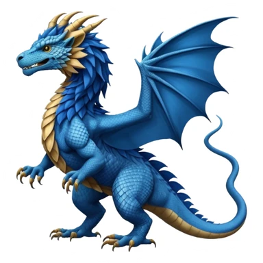 Mušḫuššu, ancient Mesopotamian hybrid: blue scaled body, lion mane, lion forelegs, eagle hind legs, long neck, horned dragon head, lizard tail, optional wings sticker