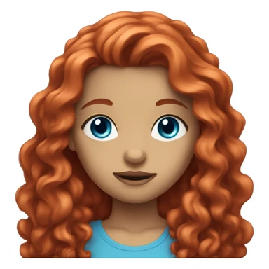 girl with red long wavy hair and blue eyes sticker
