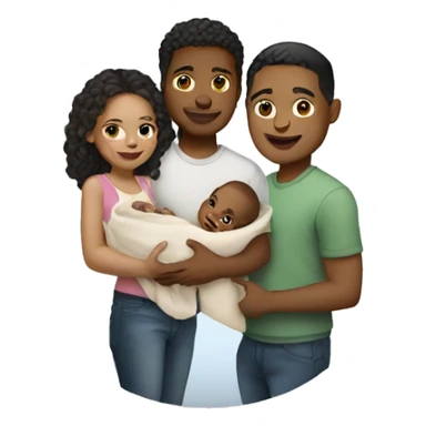 Light skin young couple holding a baby  sticker