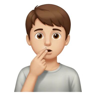 fair skin brown haired boy picking his nose sticker