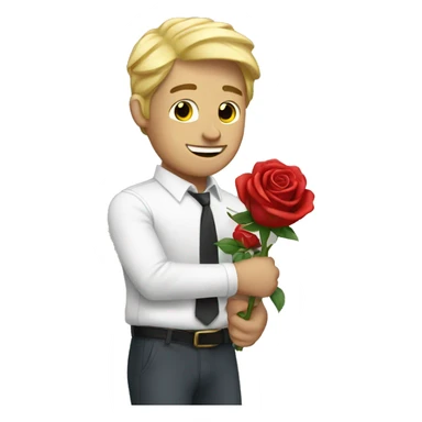 Blonde white guy holding rose sticker