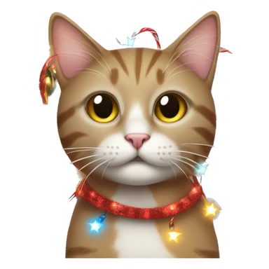 Christmas cat covered in Christmas lights  sticker