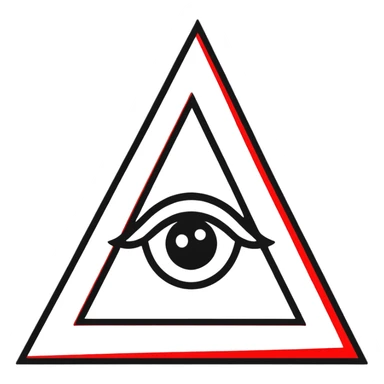 Illuminati triangle symbol with eye in center, black and red color scheme sticker