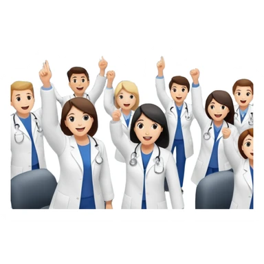 cheering mission control room with big screen showing successful rocket launch sticker