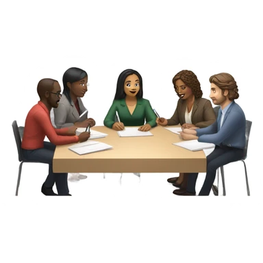 team meeting at a table sticker
