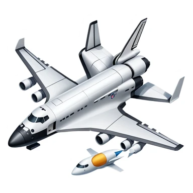 An icon featuring a collage of a space shuttle, a drone, and an airplane, symbolizing aerospace technology. The design includes rocket engines, wings, and flight paths, representing advancements in aviation and space exploration. Transparent background highlights cutting-edge aerospace engineering. sticker