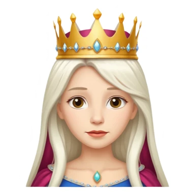 White Long Haired Women, Queen with crown — soft expression, moonlight tone sticker