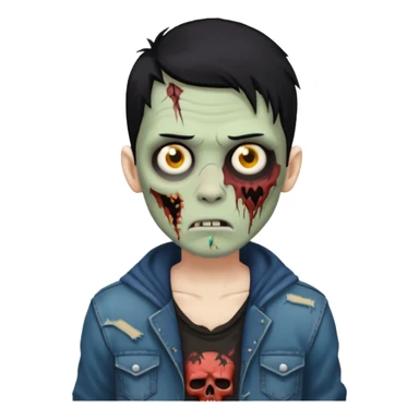 zoombie boy black hair sticker