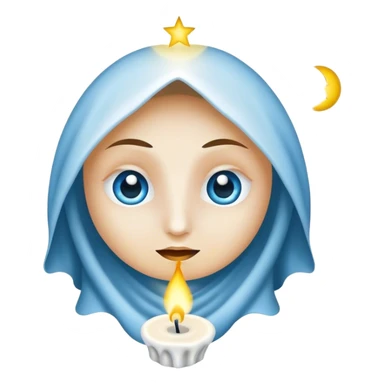 Genera l’emoji di una strega bionda con gli occhi azzurri sotto la luna piena circondata da candele sticker
