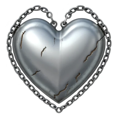 A metal heart with chains around sticker