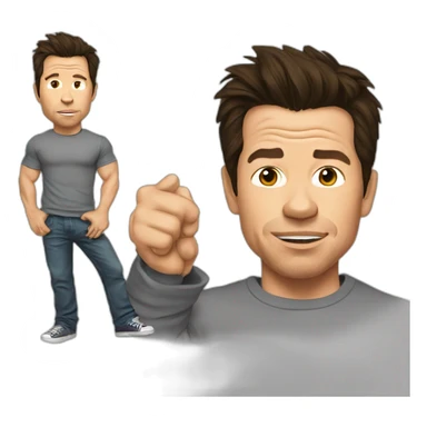 mark wahlberg cartoon wearing tee sticker