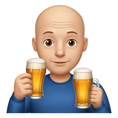 Bald guy drinking beer sticker