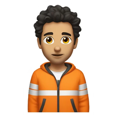 Male prisoner with messy dark hair in an orange tracksuit with the number 222   sticker
