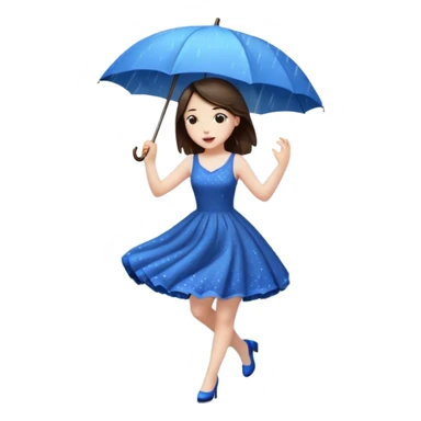 Brunette girl dancing under an umbrella while it's raining sticker