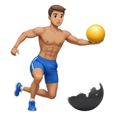 fit man with blue shorts stability ball exercises sticker