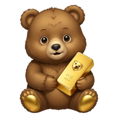 Cute bear with a gold bar sticker
