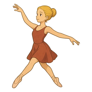 Dana Dawson with blond hair in a chignon, dance pose sticker