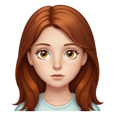 Chica con el pelo marrón largo y ojos color ámbar, también con pecas en la cara  sticker