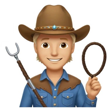 Give this emoji 🤠 a whip make it a white guy  sticker