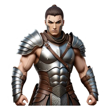 Cinematic Realistic WoW Human Warrior Portrait, captured in a dynamic, battle-ready stance, muscles defined beneath intricately detailed steel armor accented with rich leather. His chiseled visage and determined gaze are rendered with lifelike texture and dynamic natural lighting, high shine, evoking the fierce, relentless spirit of a human warrior in the midst of combat. sticker