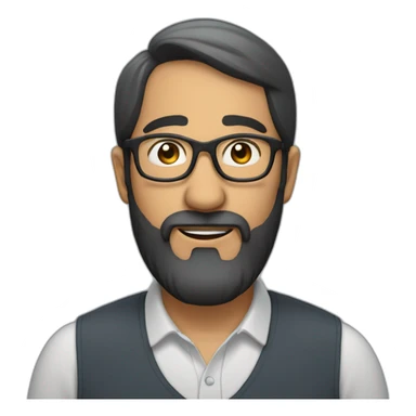 A 51 years man wearing glasses with a black beard with a round face speaking Arabic  sticker