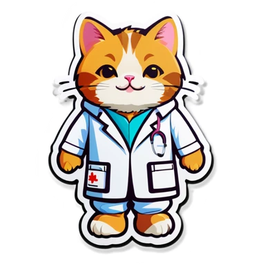 Cat in medicine suit sticker