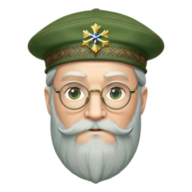 Dumbledore wear green scotland Tam o'shanter cap with decorative patterns, wear glasses, very long beard sticker