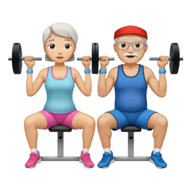 light skin grandma and grandpa work out at the gym and They have neutral colours of clothes sticker