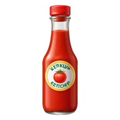 Ketchup in bottle with tomato on sticker sticker