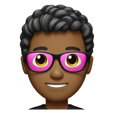 boy in black shirt sunglasses pink sticker