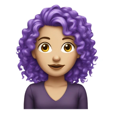 white girl with purple curly hair sticker