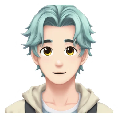 Gorgeous romantic hot attractive anime style modern anime shojo guy with pretty ponytail hair and colorful eyes and blushing face aesthetic trending style  pastelcore cottagecore kawaiicore sticker