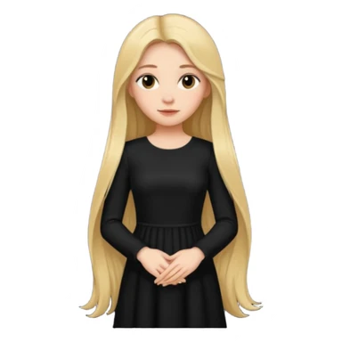 دختری با موهای بلند و لباس بلند دامنی و آستین بلند مشکی شیک و زیبا sticker