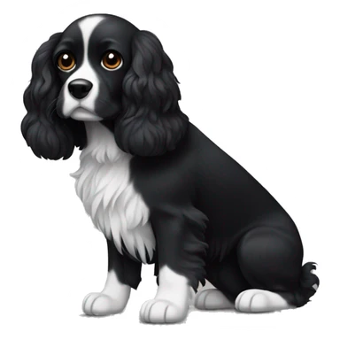 Small completely black spaniel with black fur on his whole face and white fur only on his chest sticker