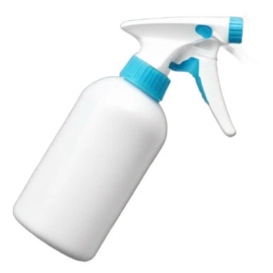 A handheld plastic spray bottle with a transparent container, featuring a long metal nozzle and a white handle sticker