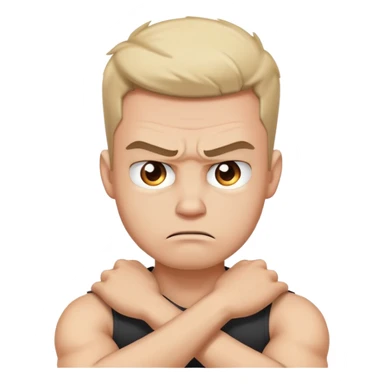 Arms crossed  holding neck angry guy sticker